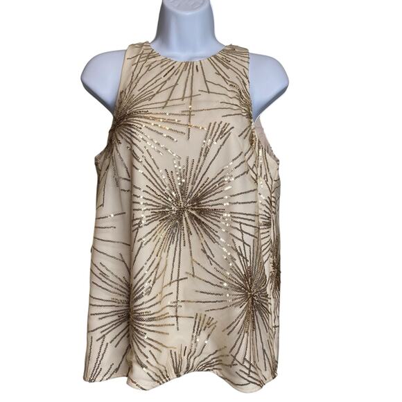 Trina Turk Women's‎ Gold Sequins Embellished Starburst Top Size S Going Out - Picture 1 of 10